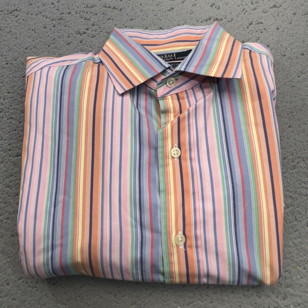Vintage‎ Polo Ralph Lauren Shirt Mens Large Pink Rainbow Stripe Westerton 90s